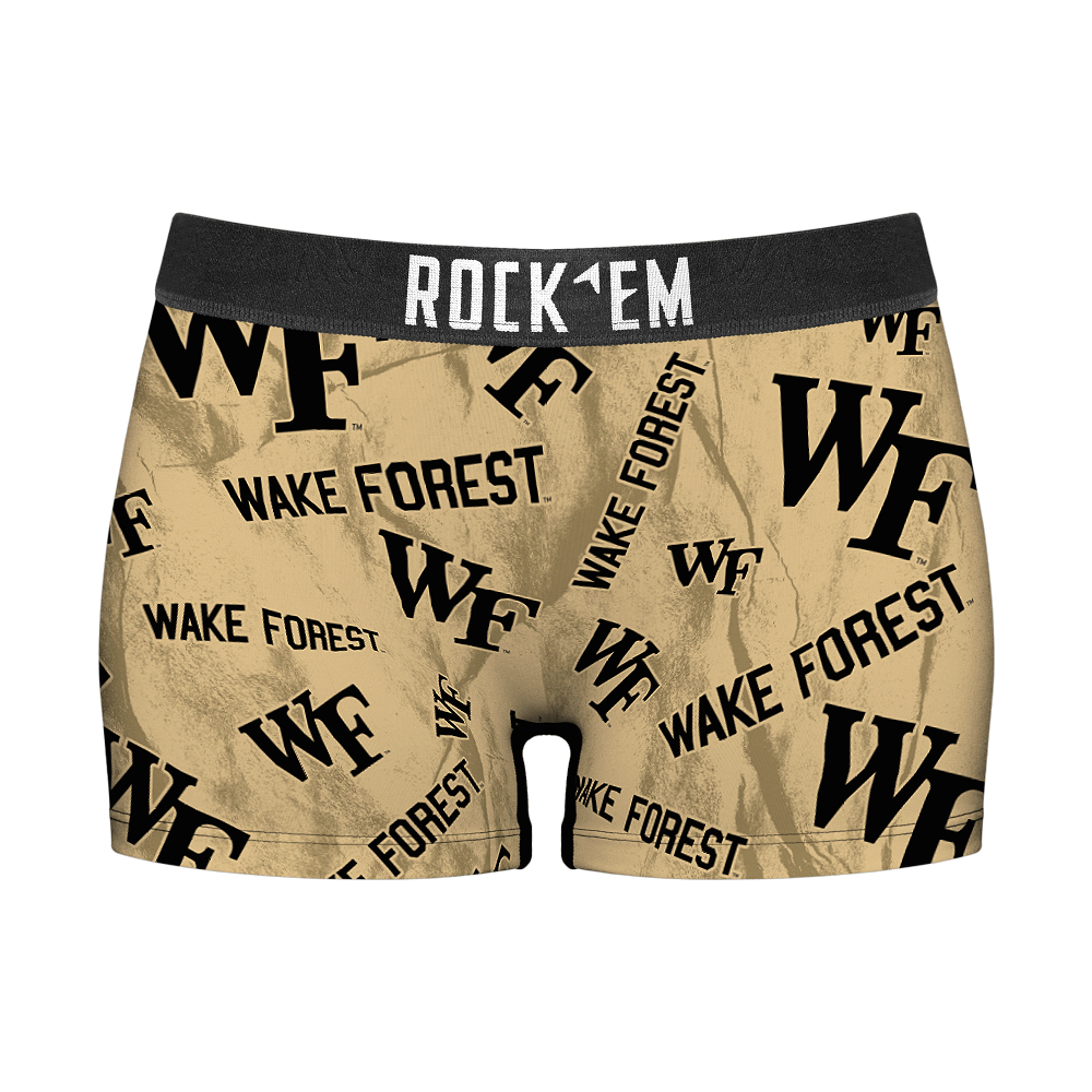 Rock 'Em Socks Women's Boy Shorts - Wake Forest Demon Deacons - Logo All-Over — main product shot