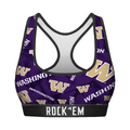 Rock 'Em Socks Women's Sports Bra - Washington Huskies - Logo All-Over — main product shot