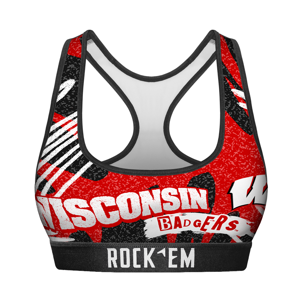 Rock 'Em Socks Women's Sports Bra - Wisconsin Badgers - Team Blast — main product shot