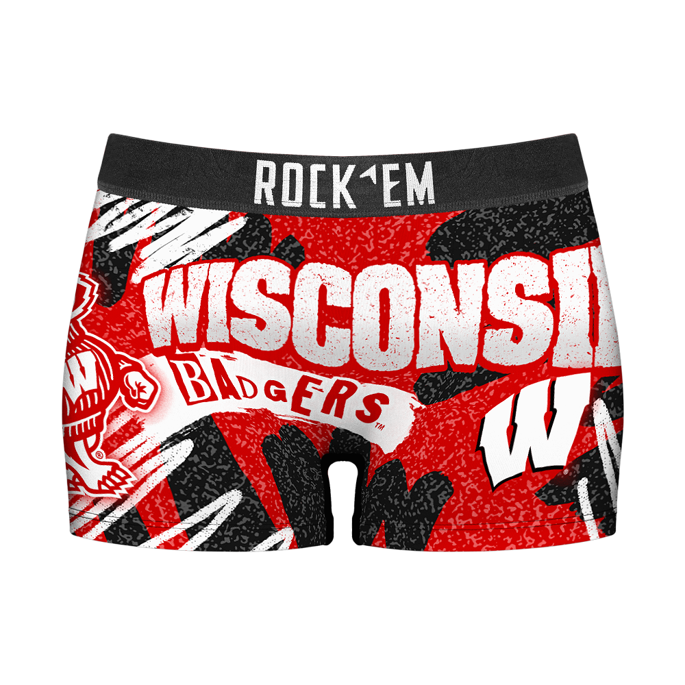 Rock 'Em Socks Women's Boy Shorts - Wisconsin Badgers - Team Blast — main product shot