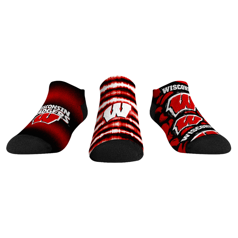Rock 'Em Socks Wisconsin Badgers - Low Cut  - Make Some Noise (3-Pack) — main product shot