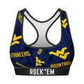 Rock 'Em Socks Women's Sports Bra - West Virginia Mountaineers - Logo All-Over — main product shot