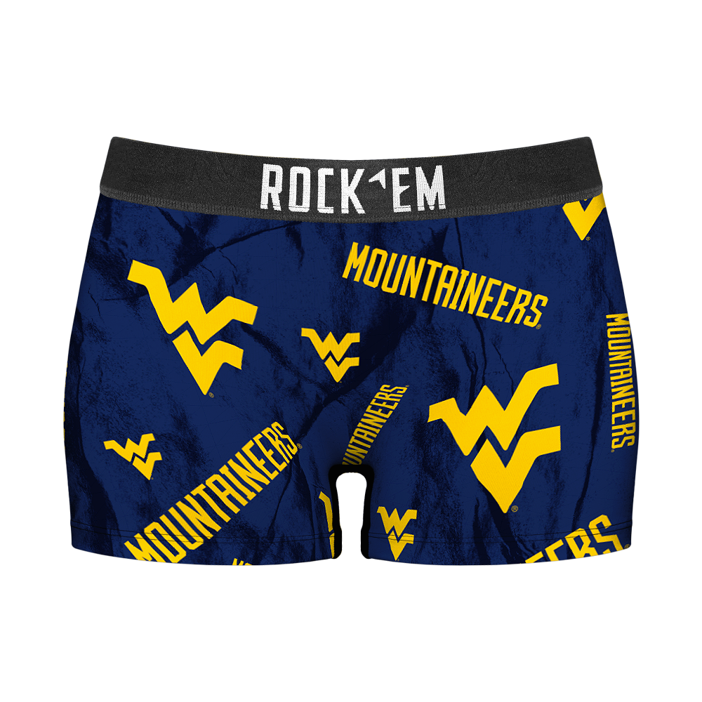 Rock 'Em Socks Women's Boy Shorts - West Virginia Mountaineers - Logo All-Over — main product shot