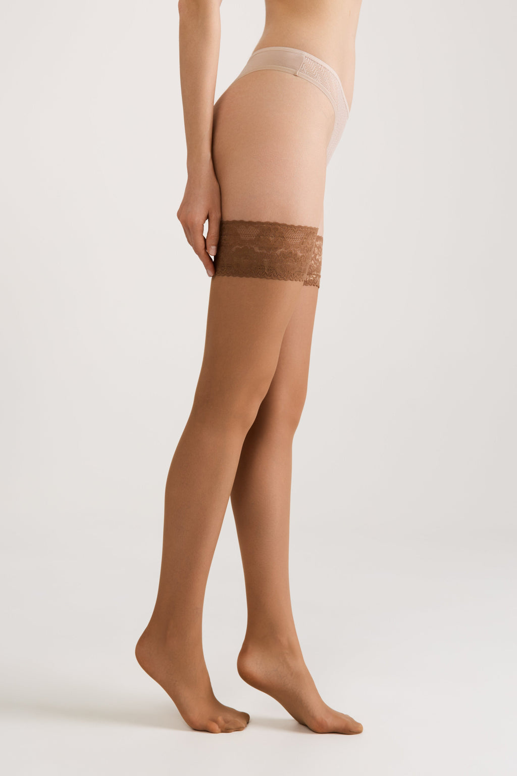 TheRanok.com Stockings Conte Class 12 Den - Silicone Lace Top — lifestyle context