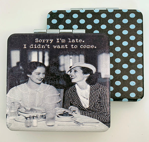 KADOU BOUTIQUE Pocket Folding Compact Mirror With Vintage Image — back view