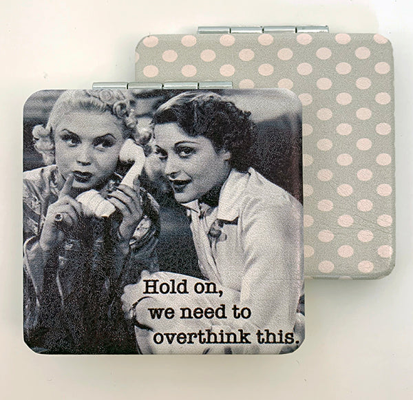 KADOU BOUTIQUE Pocket Folding Compact Mirror With Vintage Image — in-use photo