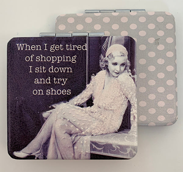 KADOU BOUTIQUE Pocket Folding Compact Mirror With Vintage Image — main product shot
