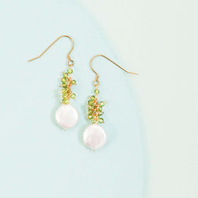 PARKEN JEWELRY Peridot Coin Pearl Earrings