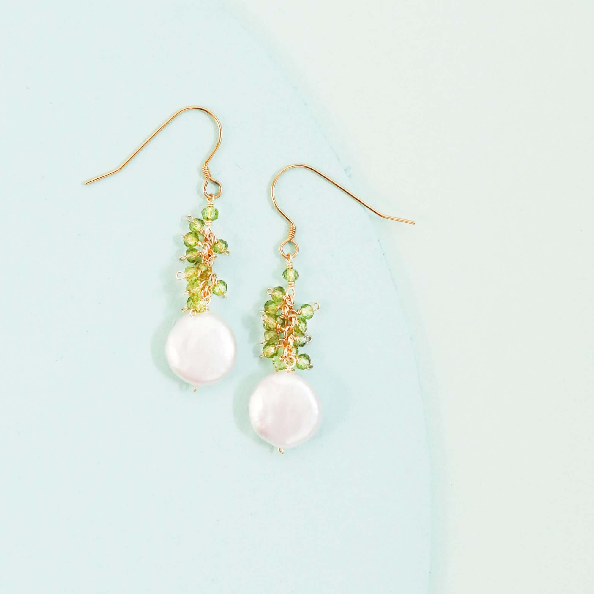 PARKEN JEWELRY PARKEN JEWELRY Peridot Coin Pearl Earrings — main product shot