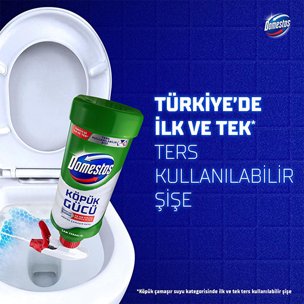 Domestos Foam Bleach - Reversible Bottle, Pine Fragrance, 15.22 fl oz - Effective Deep Hygiene Cleaning Solution