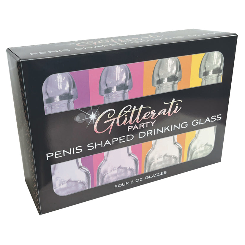 Love Spark Cove | Intimate Apparel, Pleasure Shop & Free Shipping Glitterati Penis Drinking Glass Set of 4 — main product sho