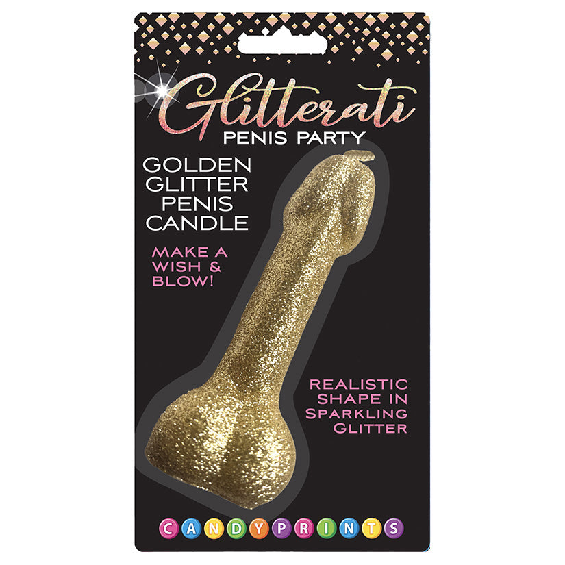 Love Spark Cove | Intimate Apparel, Pleasure Shop & Free Shipping Glitterati Golden Glitter Penis Candle — main product shot
