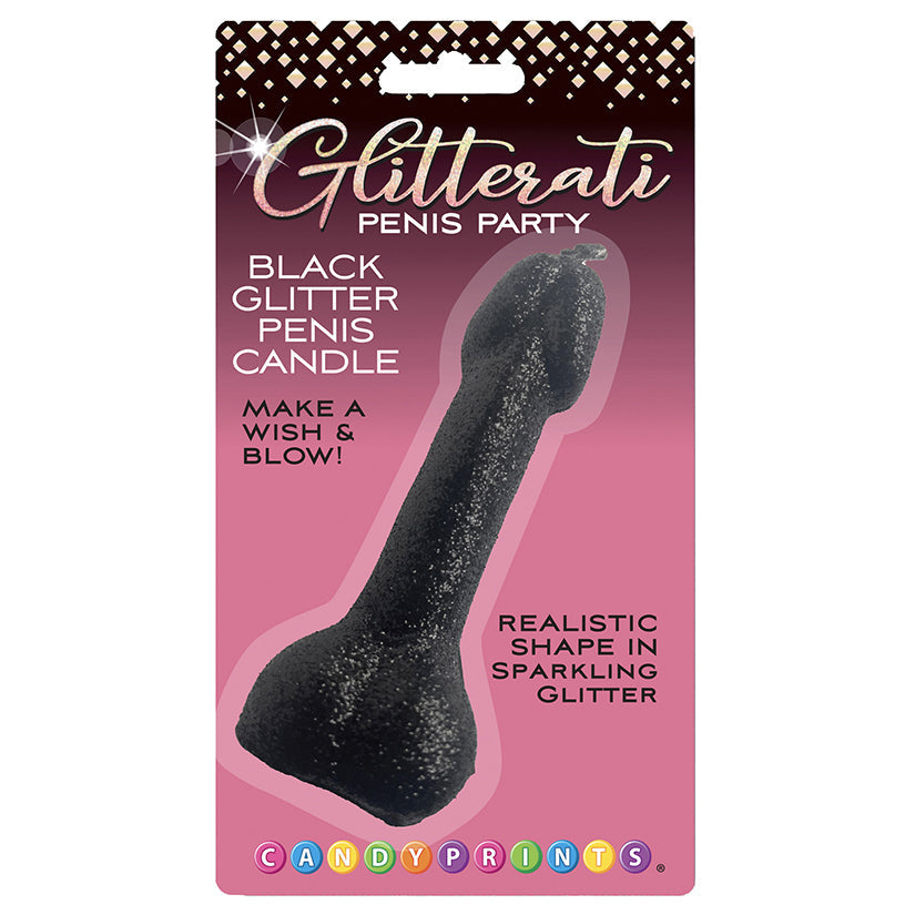 Love Spark Cove | Intimate Apparel, Pleasure Shop & Free Shipping Glitterati Black Glitter Penis Candle — main product shot