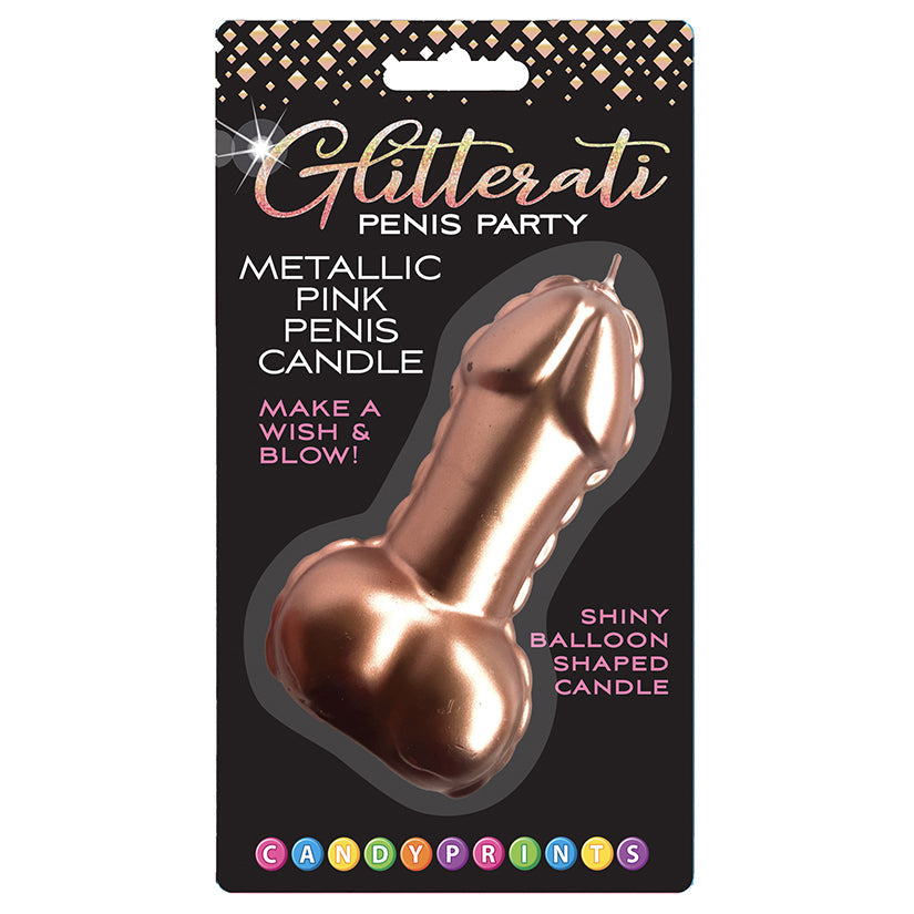 Love Spark Cove | Intimate Apparel, Pleasure Shop & Free Shipping Glitterati Metallic Pink Penis Candle — main product shot