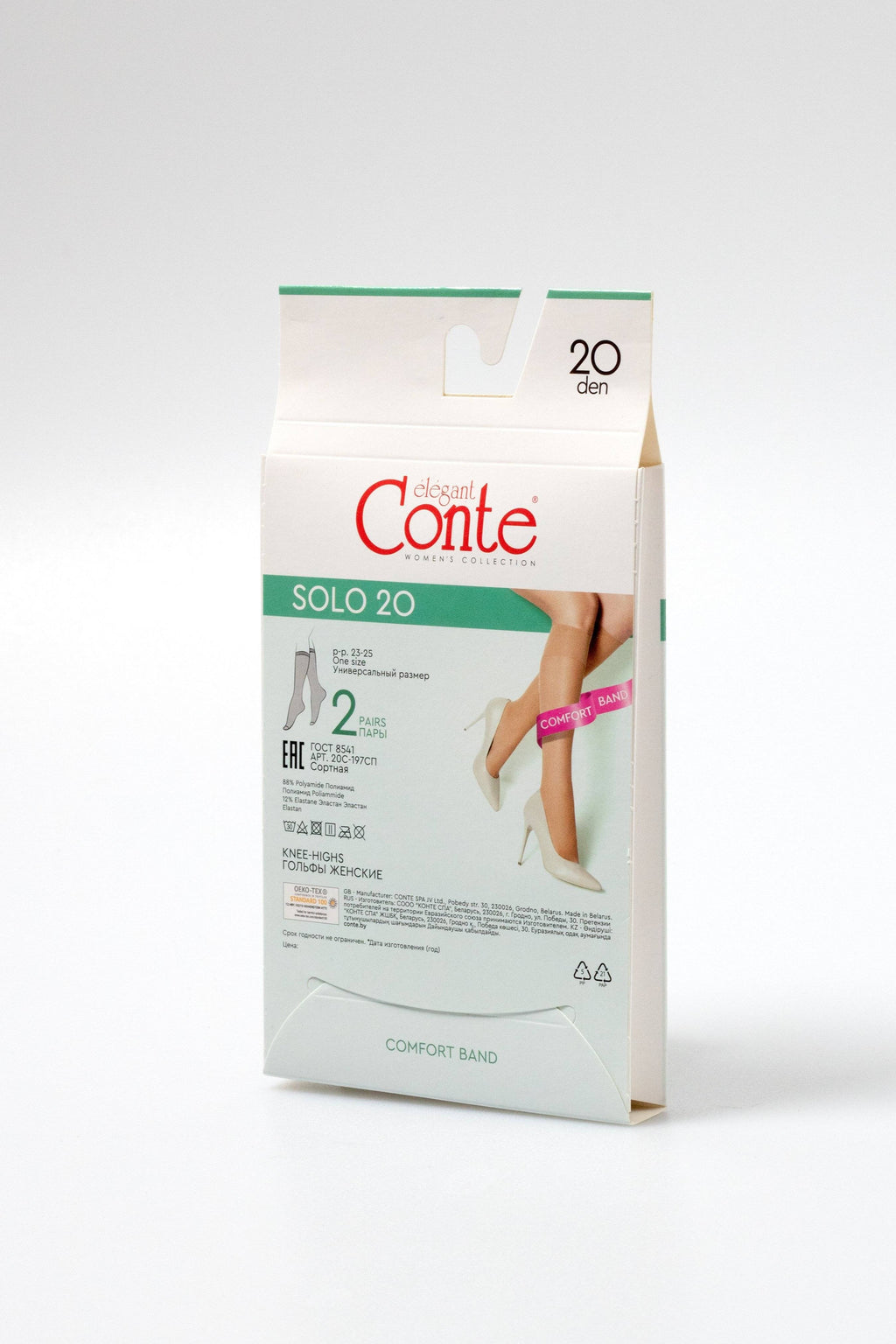 TheRanok.com Knee Highs Conte Solo 20 Den (2 pairs) — size reference