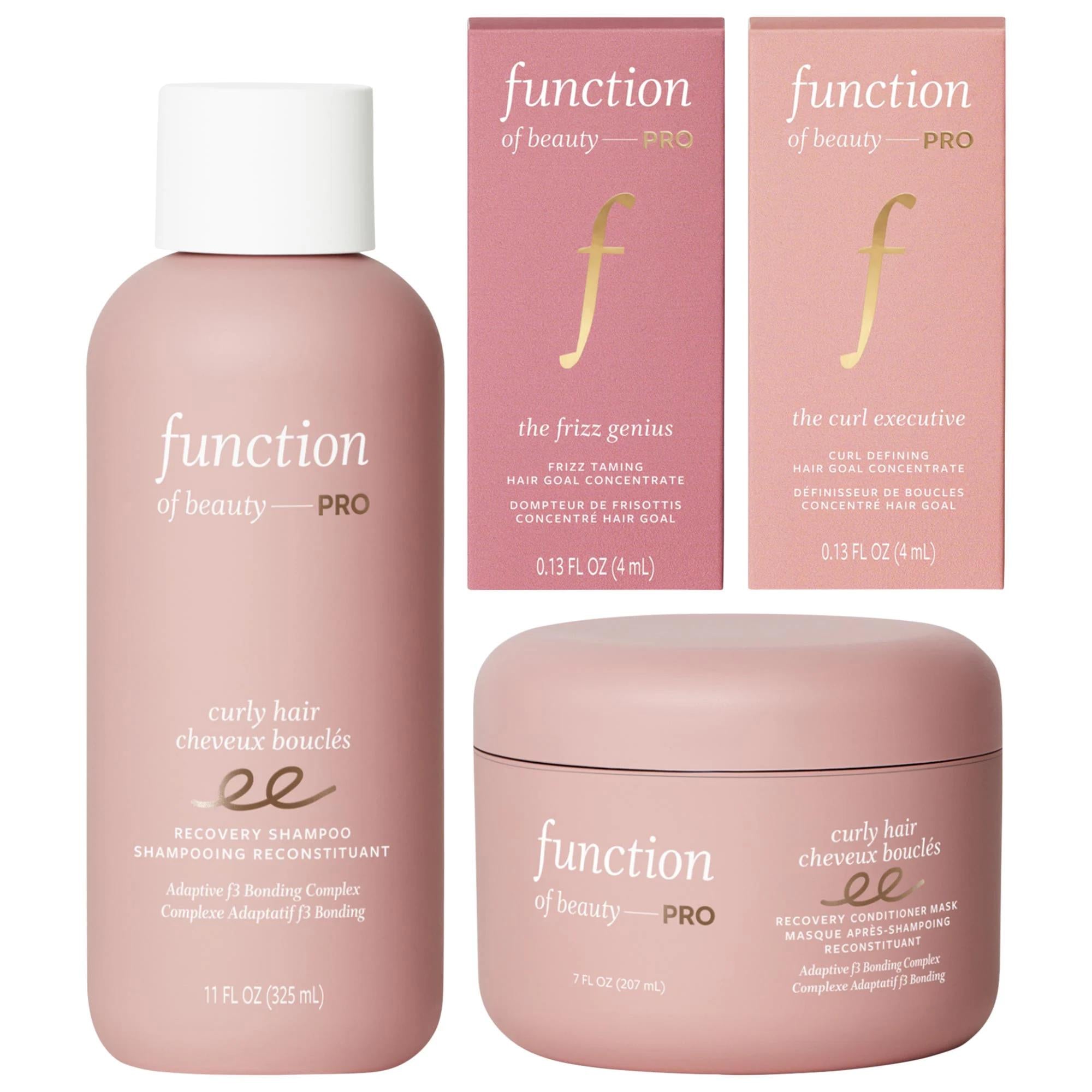 Function of Beauty Curly Hair Care Set - Repair Damaged Hair, Anti-Frizz, Curl Defining, Cruelty-Free & Gluten-Free