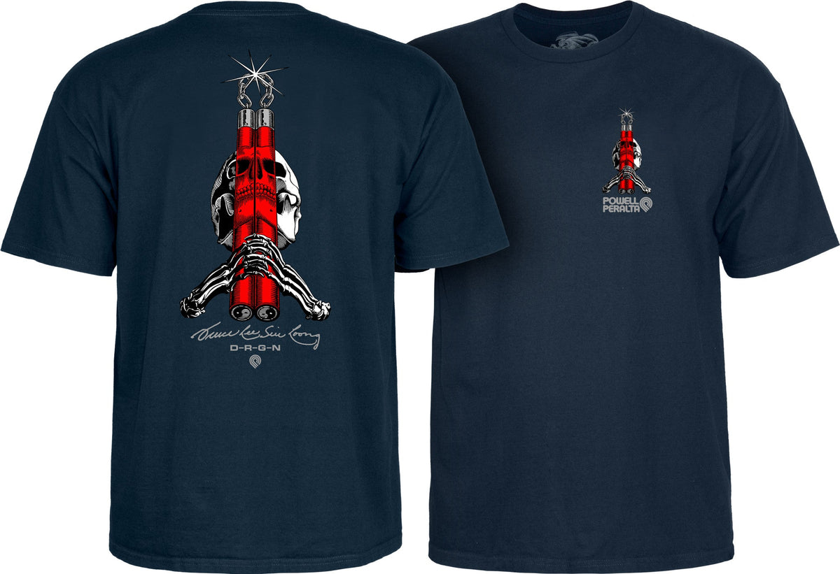 Powell Peralta Skull & Nunchucks Bruce Lee Collab T-shirt - Navy by Skates USA
