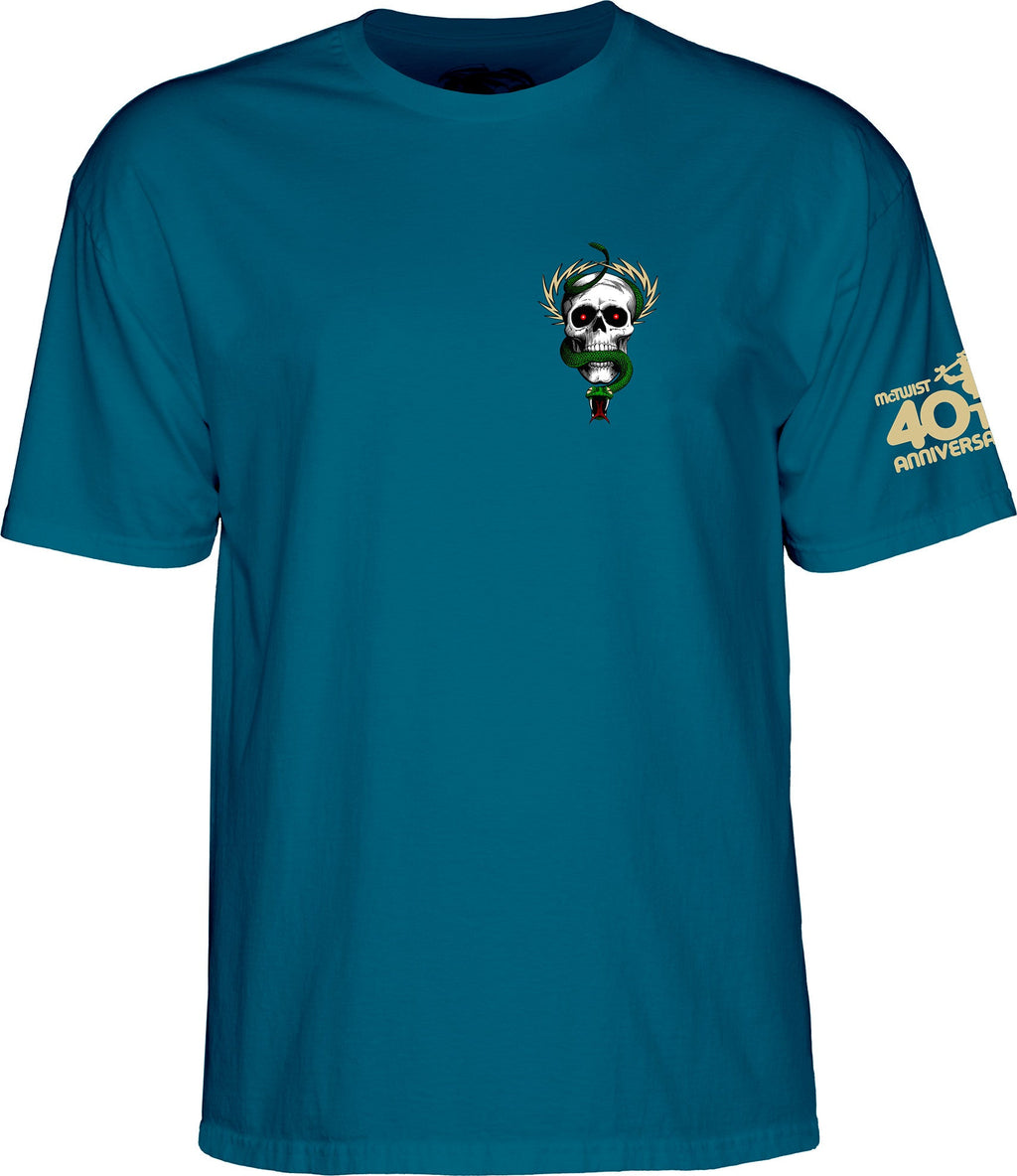 Powell Peralta McGill Skull and Snake 40th Anniversary T-shirt - Galapagos Blue by Skates USA