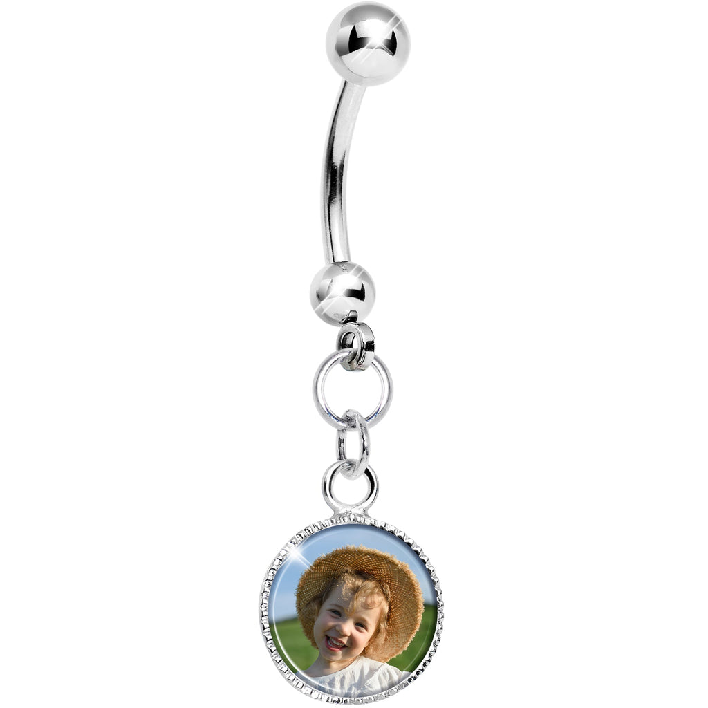 BodyCandy Custom Dangle Full Color Photo Belly Ring — lifestyle context