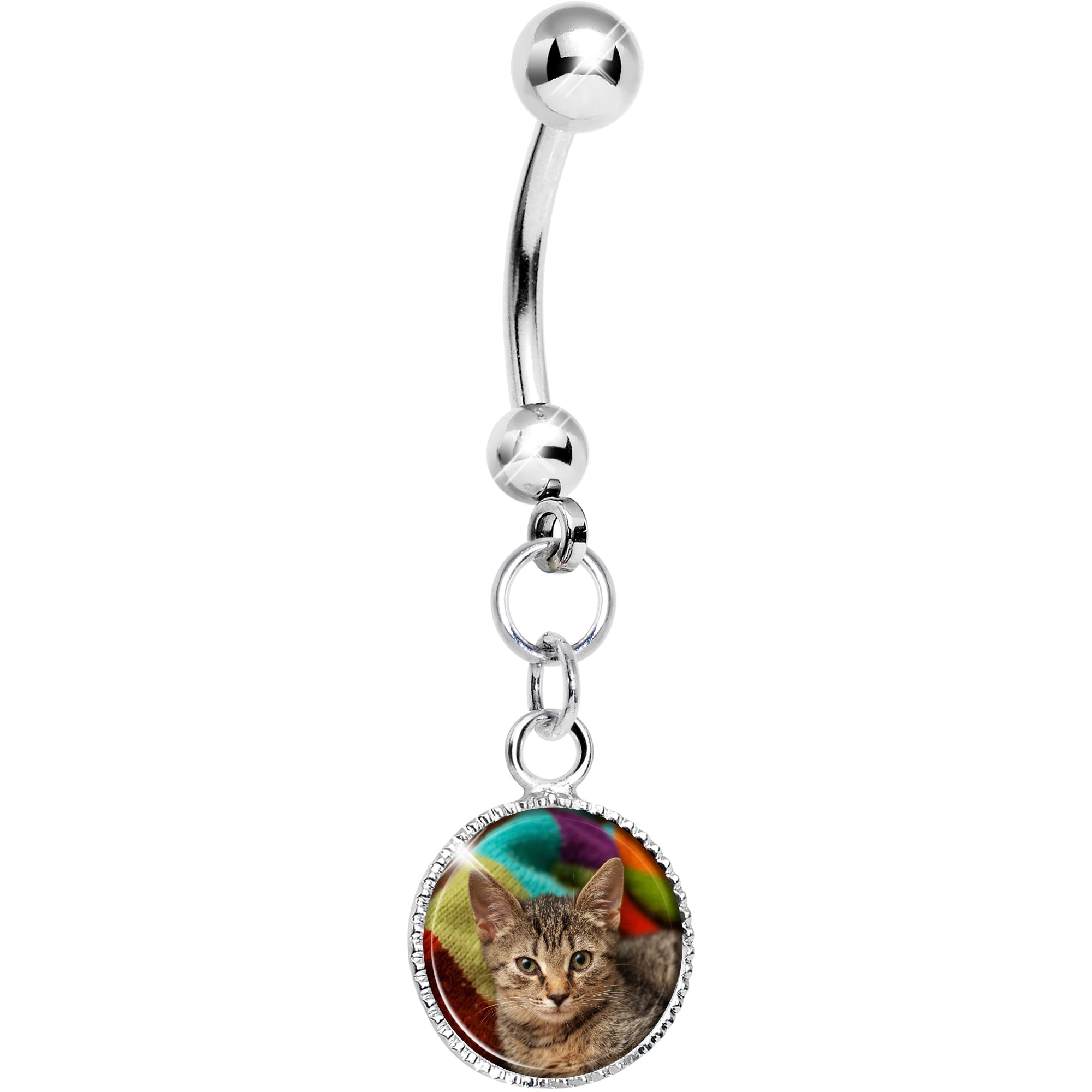 BodyCandy Custom Dangle Full Color Photo Belly Ring — side view