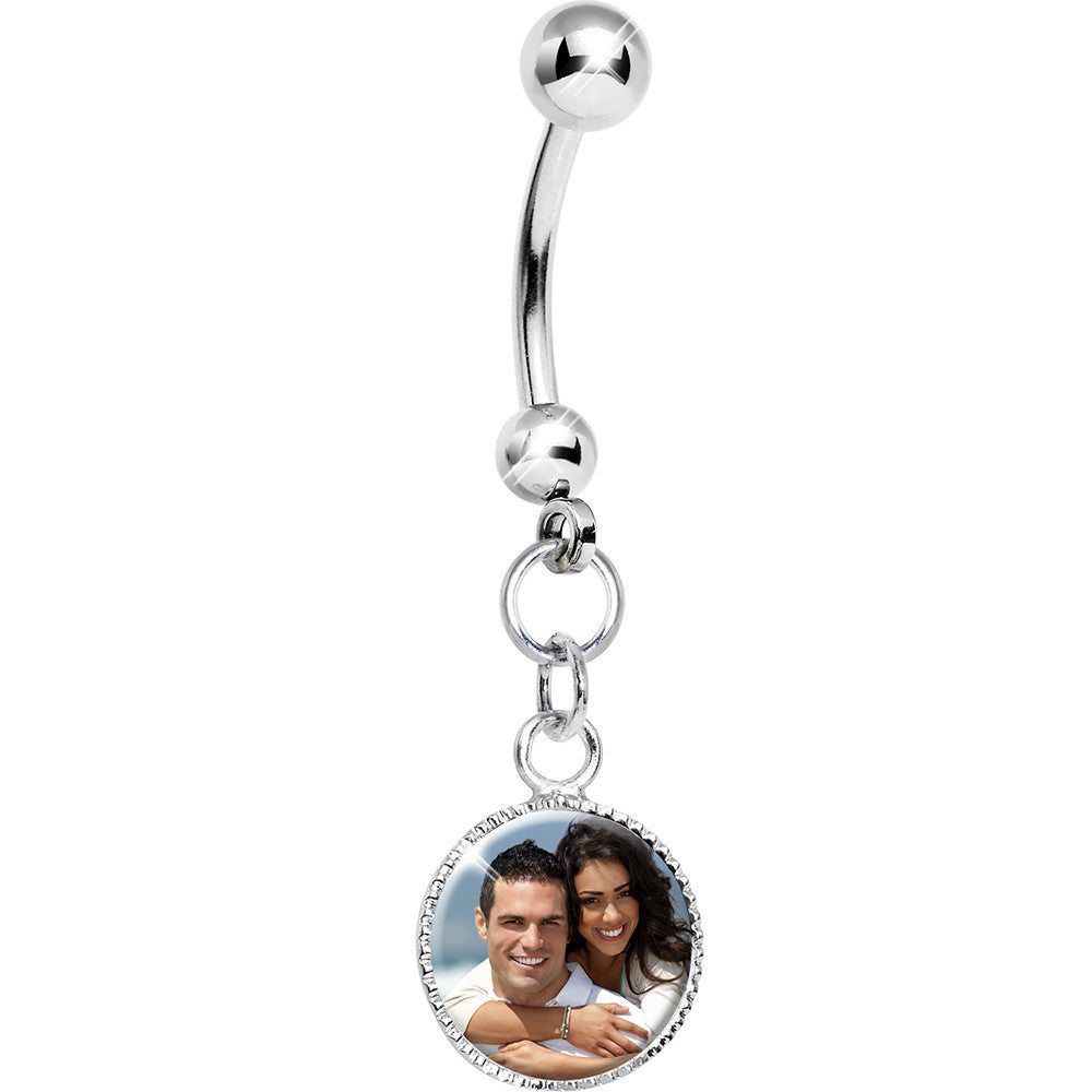BodyCandy Custom Dangle Full Color Photo Belly Ring — back view