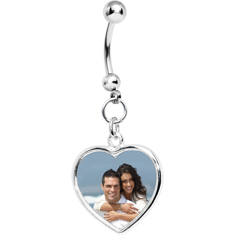 BodyCandy Full Color Heart Custom Photo Belly Ring — detail close-up