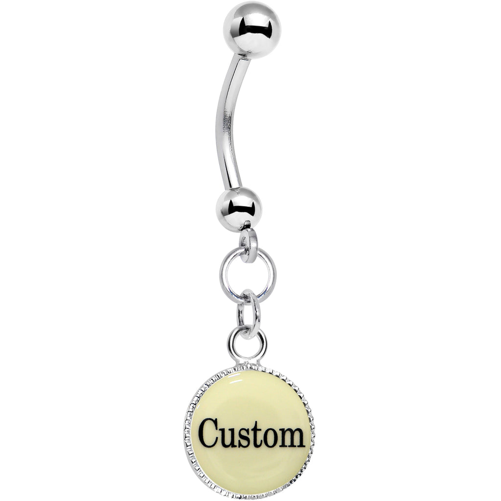 BodyCandy Custom Glow in the Dark Personalized Name Dangle Belly Ring — side view