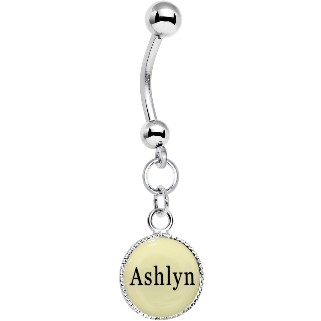 BodyCandy Custom Glow in the Dark Personalized Name Dangle Belly Ring — alternative angle