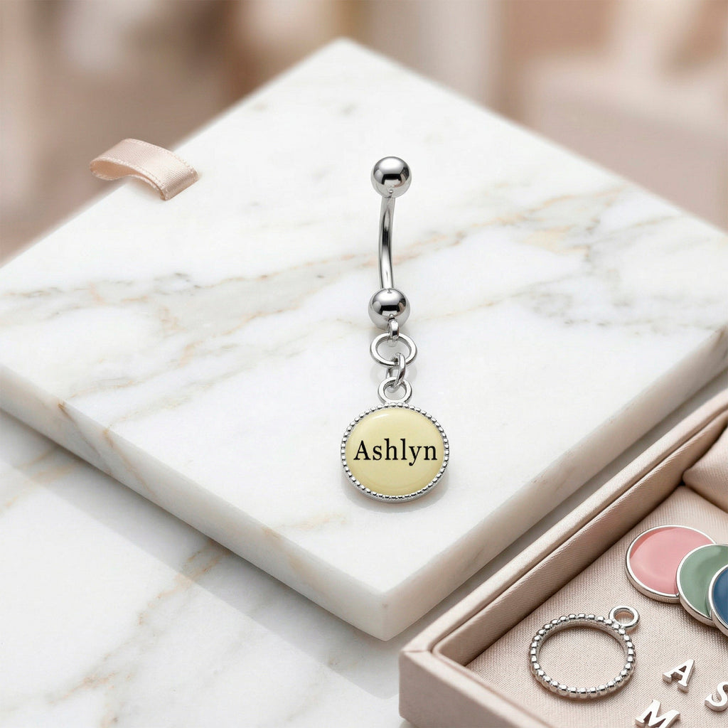 BodyCandy Custom Glow in the Dark Personalized Name Dangle Belly Ring — color detail