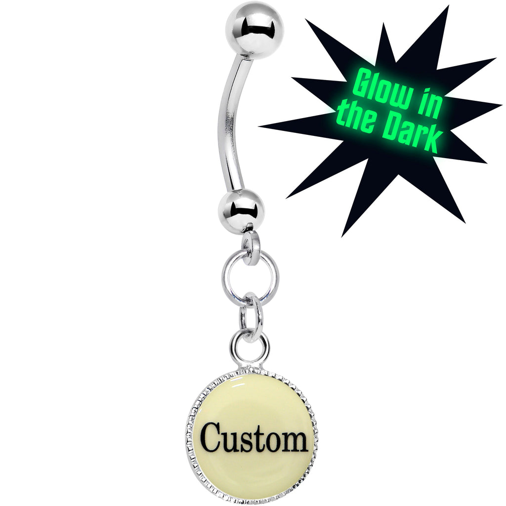 BodyCandy Custom Glow in the Dark Personalized Name Dangle Belly Ring — main product shot