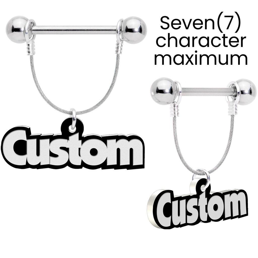 BodyCandy Custom Glow in the Dark Personalized Name Dangle Nipple Ring Set — side view