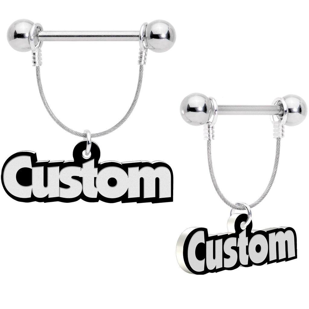 BodyCandy Custom Glow in the Dark Personalized Name Dangle Nipple Ring Set — lifestyle context