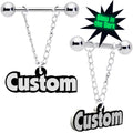BodyCandy Custom Glow in the Dark Chain Personalized Name Dangle Nipple Ring Set — main product shot