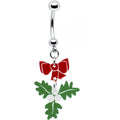 BodyCandy Red Bow Dangle Mistletoe Belly Ring — main product shot