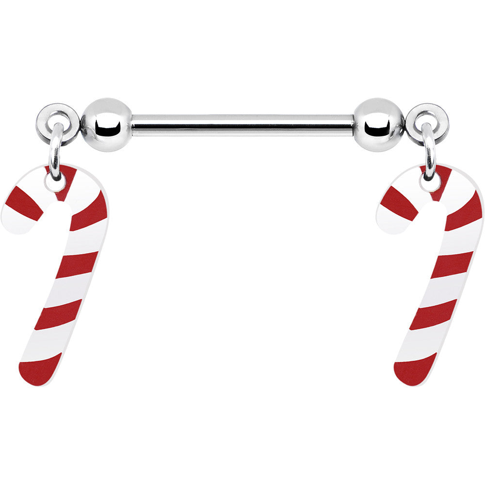 BodyCandy Holiday Candy Cane Dangle Nipple Ring Set — main product shot
