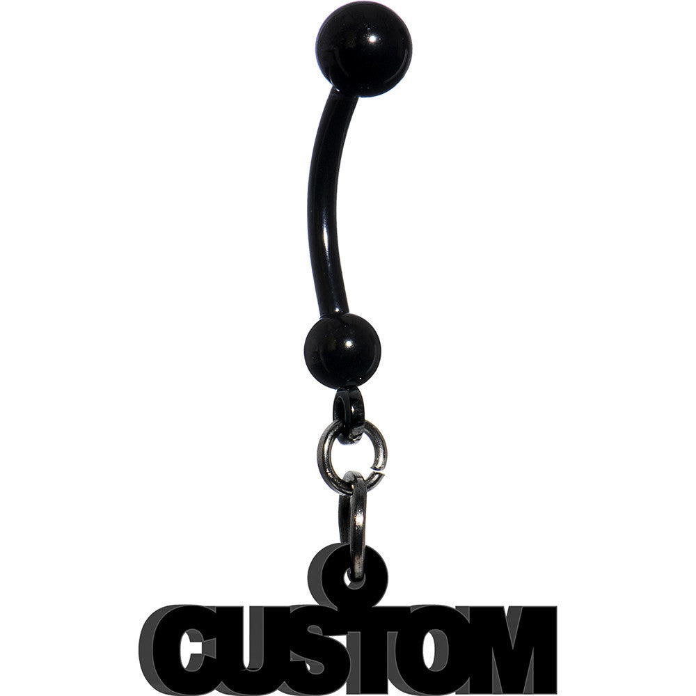 BodyCandy Custom Black Anodized Acrylic Personalized Name Dangle Belly Ring — main product shot