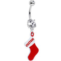BodyCandy Clear Gem Custom Christmas Stocking Personalized Dangle Belly Ring — main product shot