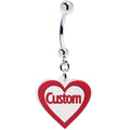 BodyCandy Custom Red White Valentines Day Heart Personalized Dangle Belly Ring — main product shot