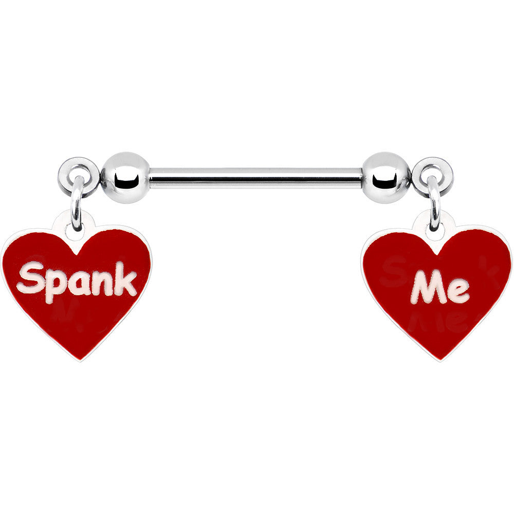 BodyCandy 14G 5/8 Red Spank Me Valentines Day Heart Nipple Ring Set — main product shot