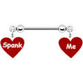 BodyCandy 14G 5/8 Red Spank Me Valentines Day Heart Nipple Ring Set — main product shot