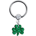 BodyCandy Green Glitter Shamrock Captive Ring — main product shot