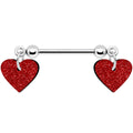 BodyCandy 14G 5/8 Red Glitter Valentines Day Heart Nipple Ring Set — main product shot
