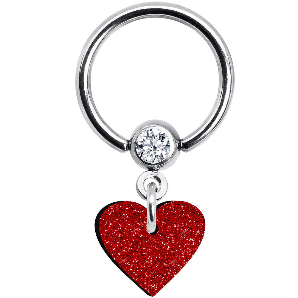 BodyCandy Red Glitter Heart Captive Ring — main product shot