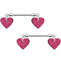 BodyCandy Pink Glitter Heart Nipple Ring Set — main product shot