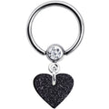 BodyCandy 14G 1/2 Clear Gem Black Glitter Heart Dangle BCR Captive Ring — main product shot