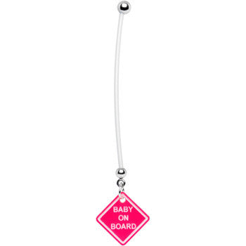 BodyCandy Pink Baby on Board Pregnant Belly Ring — detail close-up