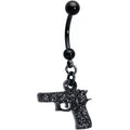 BodyCandy Jet Black Glitter Gun Dangle Belly Ring — main product shot