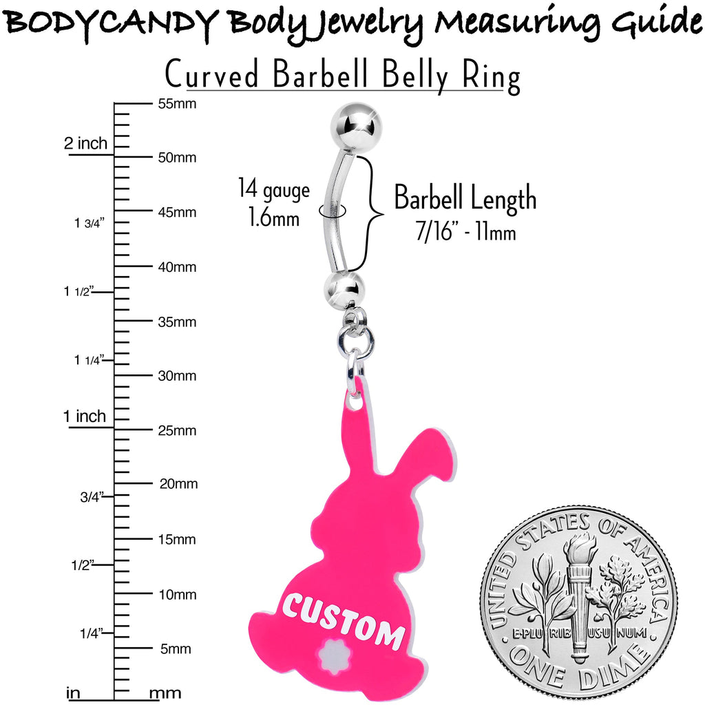BodyCandy Custom Pink Bunny Rabbit Personalized Dangle Belly Ring — size reference