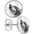 BodyCandy Howling Wolf Stud Earrings — main product shot