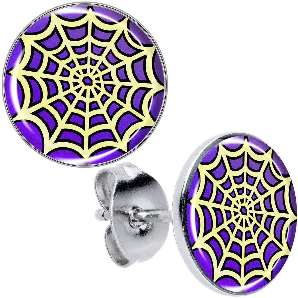BodyCandy Two Tone Spider Web Stud Earrings by Onyx O — main product shot